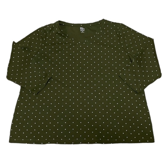 Kim Rogers Women’s 3/4 Sleeve Polka Dot Top Size XL Green/White - Picture 3 of 9